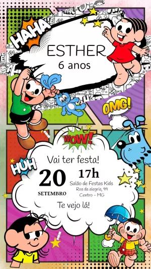 Convite de Aniversário Turma da Mônica para Editar Online