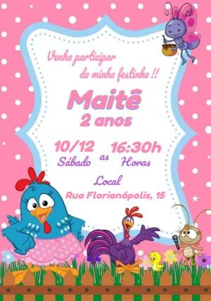 Convite Aniversário Galinha Pintadinha para Editar Online