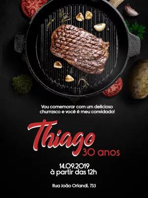 Convite de Aniversário Churrasco Rústico para Editar Online