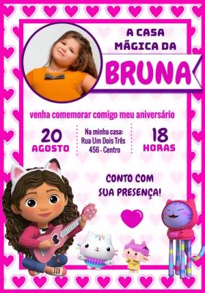Convite de Aniversário A Casa Mágica da Gabby com Foto para Editar