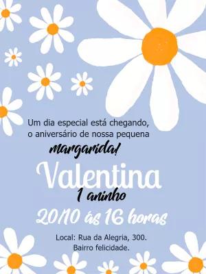 Convite Aniversário Margaridas Delicadas para Editar Online