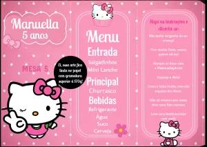 Menu de Aniversário Hello Kitty Dobrável para Editar Online