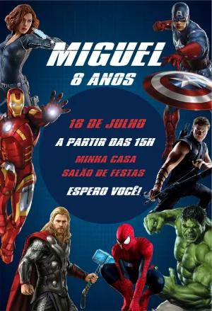 Convite de Aniversário Vingadores para Editar Online