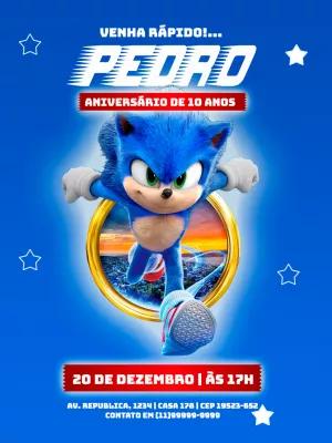 Convite de Aniversário Sonic para Editar Online Facilmente