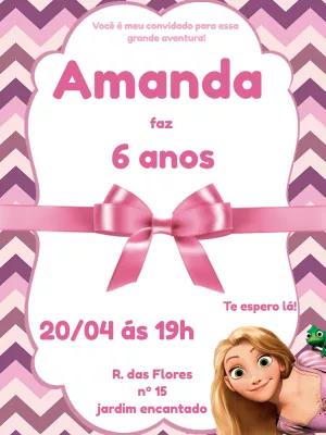 Convite de Aniversário Enrolados com Rapunzel para Editar