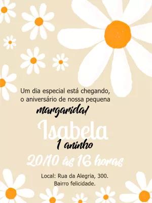Convite de Aniversário Tema Margaridas para Editar Online