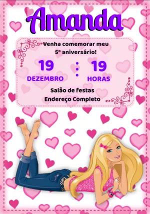 Convite Aniversário Tema Boneca Famosa para Editar Online
