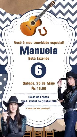 Convite Aniversário Boiadeira com Foto para Editar Online