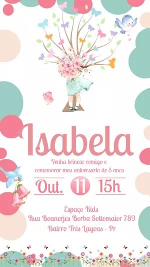 Convite Aniversário Jardim Encantado com Menina para Editar