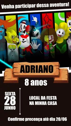 Convite de Aniversário Undertale com Personagens para Editar Online