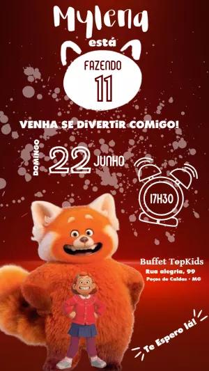 Convite de Aniversário Red: Crescer é uma Fera Editável