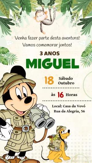 Convite Aniversário Mickey Safari para Editar Online