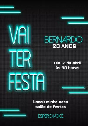 Convite de Aniversário Neon para Editar Online