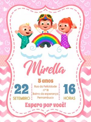 Convite Aniversário Cocomelon Rosa para Editar Online