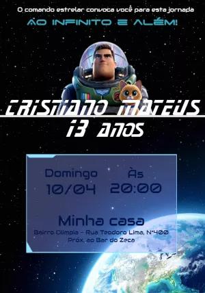 Convite de Aniversário Buzz Lightyear para Editar Online