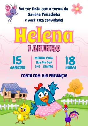 Convite Aniversário Galinha Pintadinha para Editar Online