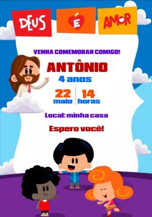 Convite Aniversário 3 Palavrinhas com Personagens para Editar