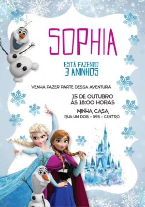 Convite de Aniversário Frozen com Personagens para Editar Online