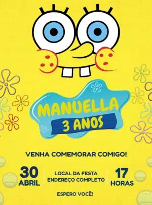 Convite de Aniversário Bob Esponja para Editar Online