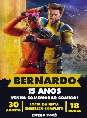 Convite de Aniversário Wolverine e Deadpool para Editar Online