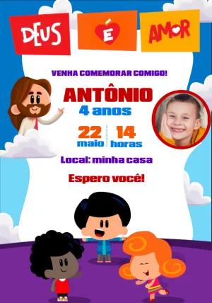 Convite Aniversário 3 Palavrinhas com Foto para Editar Online