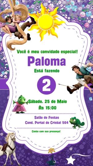 Convite de Aniversário Enrolados com Rapunzel para Editar