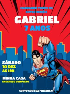 Convite de Aniversário Super Homem para Editar Online e Imprimir