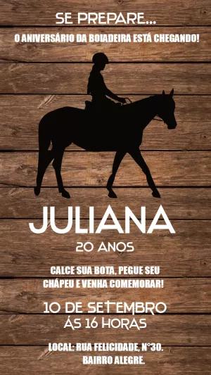 Convite de Aniversário Boiadeira Country para Editar Online