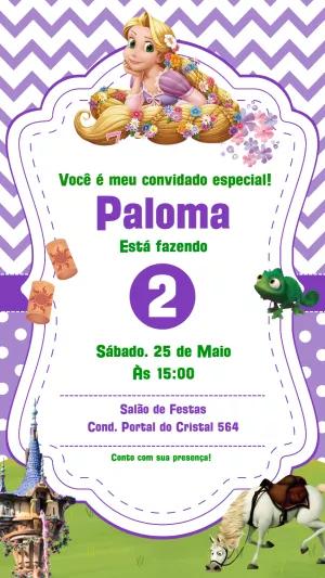 Convite Aniversário Enrolados com Rapunzel para Editar