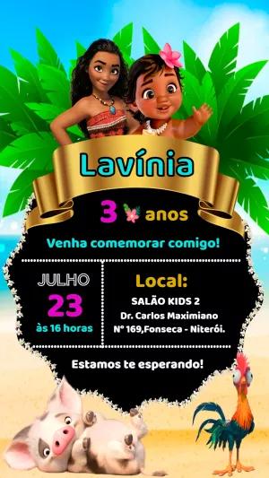 Convite de Aniversário Moana Baby para Editar Online