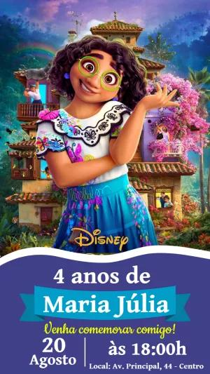 Convite de Aniversário Encanto Disney com Mirabel para Editar