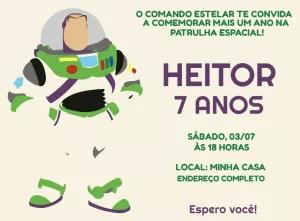 Convite de Aniversário Buzz Lightyear para Editar Online