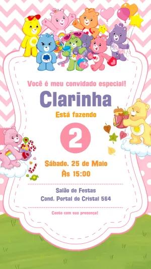 Convite Aniversário Ursinhos Carinhosos para Editar Online