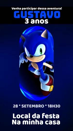 Convite de Aniversário Sonic para Editar e Enviar Online
