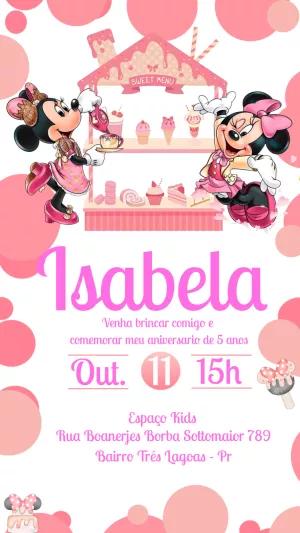 Convite Aniversário Minnie Confeitaria para Editar Online