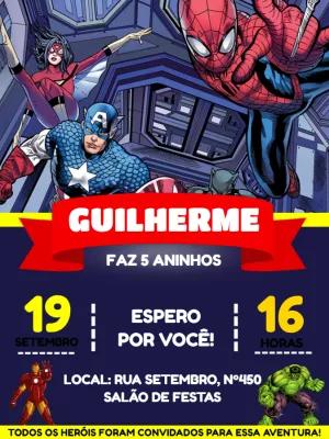 Convite de Aniversário Vingadores para Editar Online