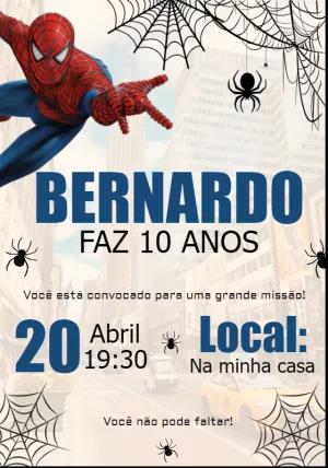 Convite de Aniversário Homem Aranha para Editar Online