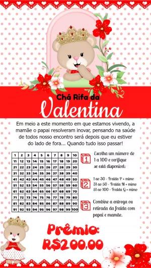 Convite Chá Rifa Ursinha Princesa para Editar Online