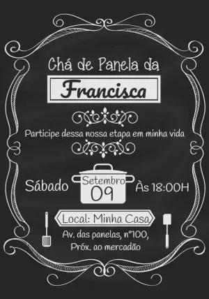 Convite Chá de Panela Quadro Negro para Editar Online