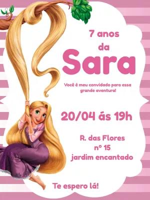 Convite Aniversário Enrolados com Rapunzel para Editar Online