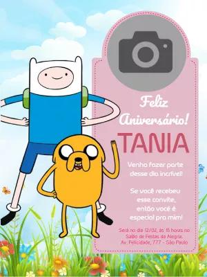 Convite Aniversário Hora da Aventura com Foto para Editar