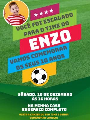 Convite Aniversário Futebol com Foto para Editar Online