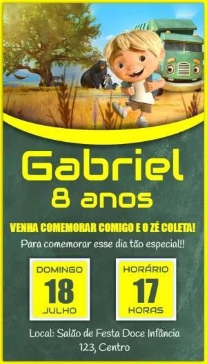 Convite de Aniversário Zé Coleta para Editar Online
