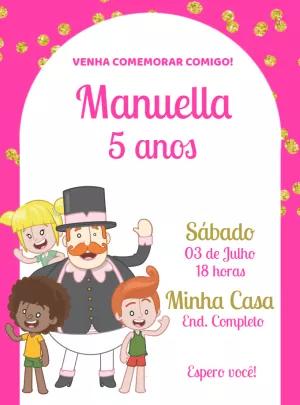 Convite de Aniversário Mundo Bita para Editar Online