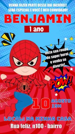 Convite Aniversário Homem Aranha para Editar Online