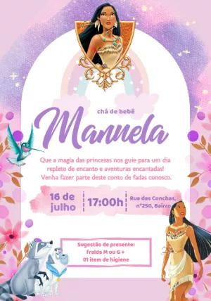 Convite Chá de Bebê Pocahontas para Editar Online
