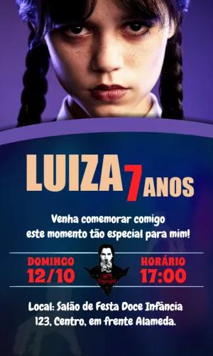 Convite de Aniversário Wandinha Addams para Editar Online