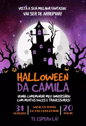 Convite de Aniversário Halloween Assustador para Editar Online