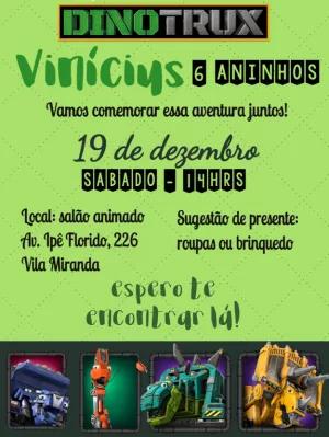 Convite de Aniversário Dinotrux para Editar Online