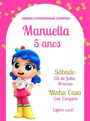 Convite Aniversário Vera e o Reino do Arco-Íris para Editar